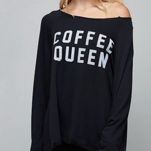 NWT Coffee Queen Long Sleeve Lounge Tee Black